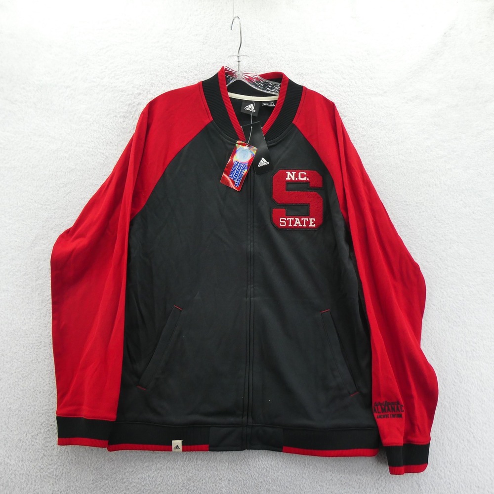 Adidas Jacket Mens Large NC State Wolfpack Red Black Almanac Archive Track Zip